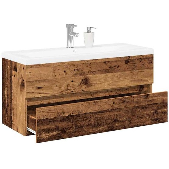 Armoire lavabo avec bassin intégré vieux bois