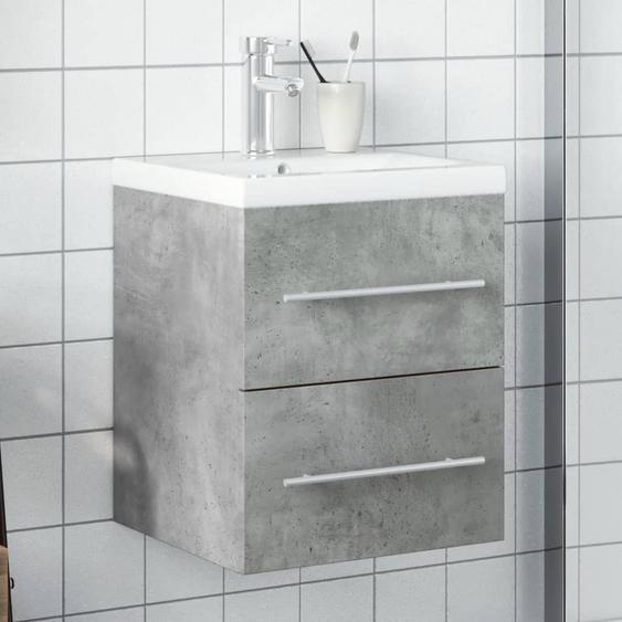 Armoire lavabo de salle de bain avec bassin intégré gris béton