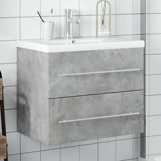 Armoire lavabo de salle de bain avec bassin intégré gris béton