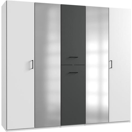 Armoire Lima 225 x 58 x 208 cm, blanc graphite, avec tiroirs coulissants