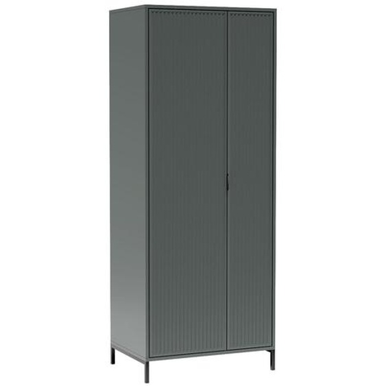 Armoire LINNA LS-11 - Moderne, cannelée 2 portes, L:80 cm, Couleur : Green Stone