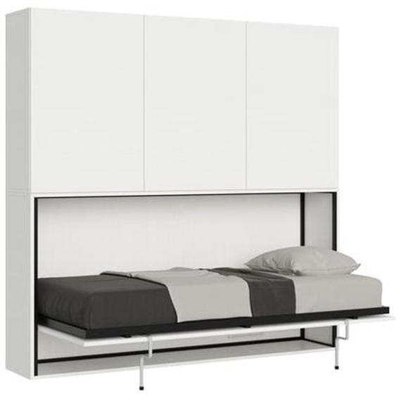 Armoire lit escamotable - Kando - Modèle D - 1 couchage - Frêne Blanc - Design contemporain