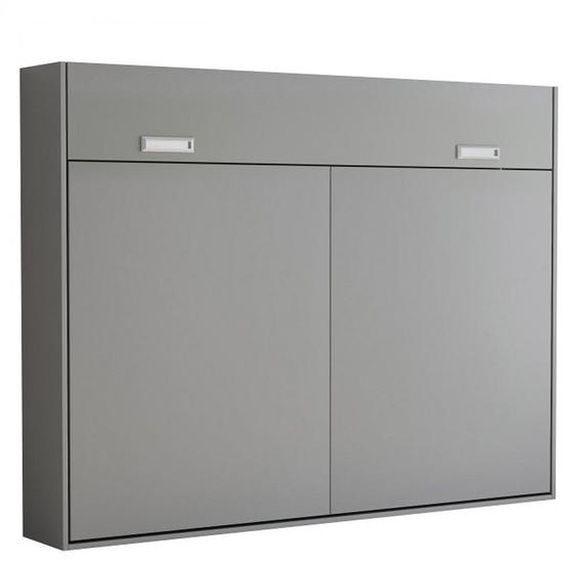 Armoire lit escamotable VERTIGO gris mat couchage 140*200 cm