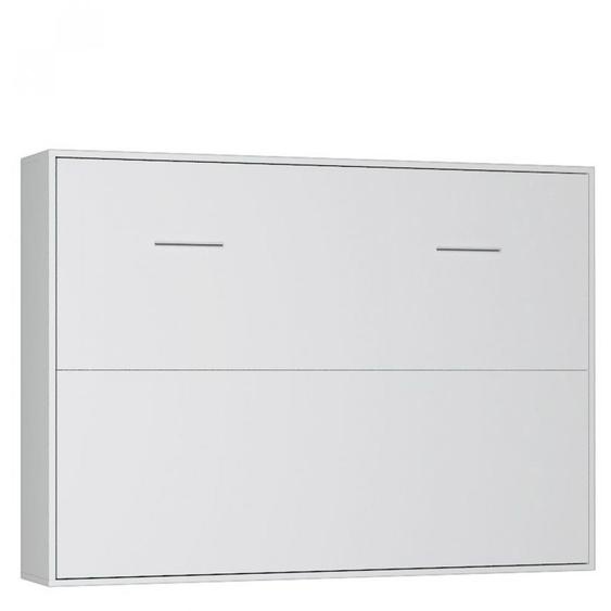 Armoire lit horizontale escamotable STRADA-V2 blanc mat couchage 160*200 cm.