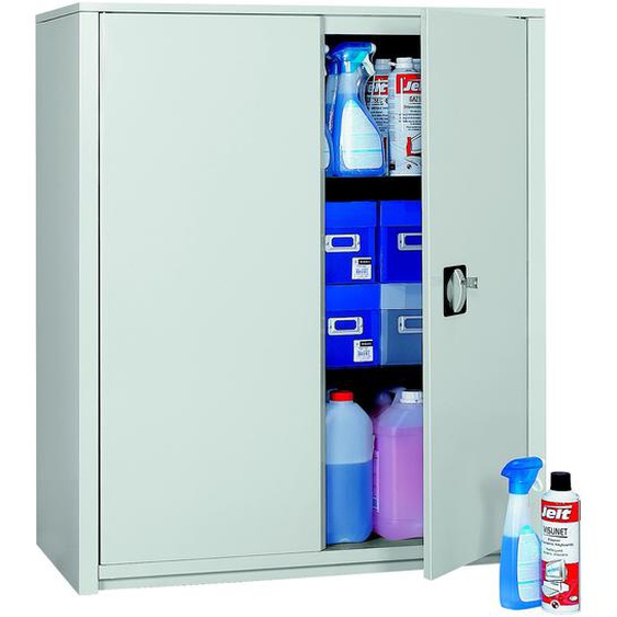 Armoire métal Classtout - A portes battantes - H. 100  x  L. 90 cm - Corps Gris - Portes Gris