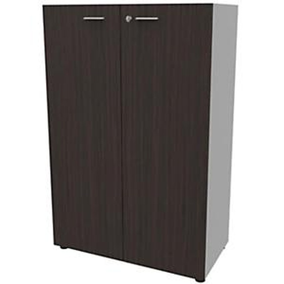Armoire mi-haute portes battantes Arold H.131 x L.86 cm - Ebène / Aluminium