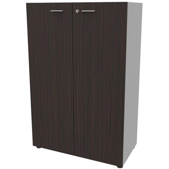 Armoire mi-haute portes battantes Arold H.131 x L.86 cm - Ebène / Aluminium
