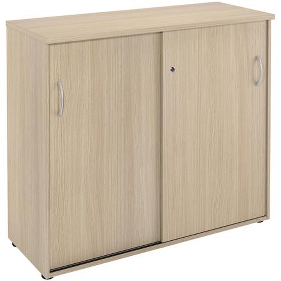 Armoire mi-hauteur portes coulissantes L.120 x P.48 x H.104 cm - Chêne