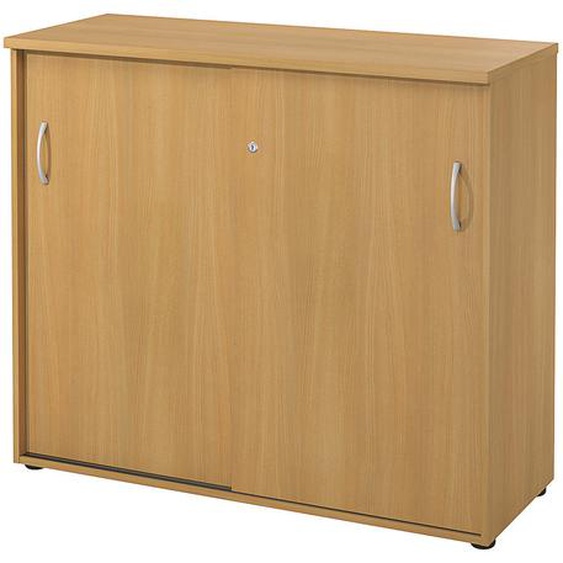 Armoire mi-hauteur portes coulissantes L.120 x P.48 x H.104 cm - Hêtre