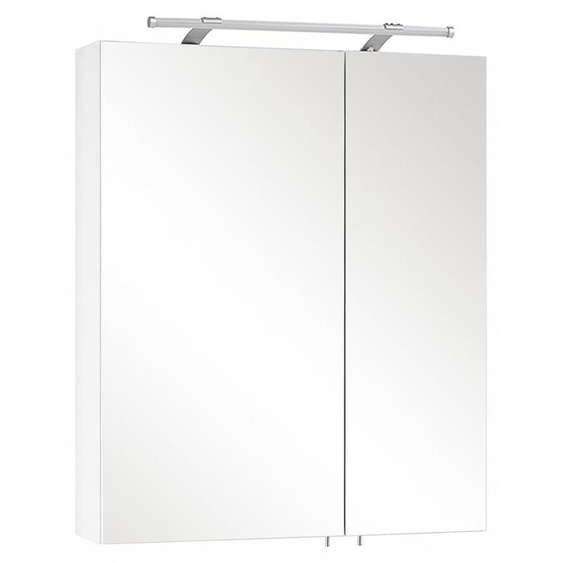 Armoire miroir 60x75x16 cm, 2 portes, éclairage LED, blanc brillant