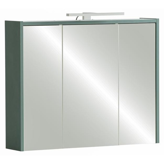Armoire miroir à 3 portes avec éclairage LED, couleur vert forêt, 74,5 cm