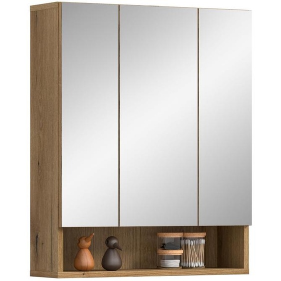 Armoire miroir Aqua avec 3 portes miroir et 6 étagères réglables