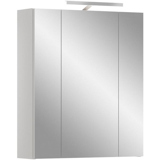 Armoire miroir avec éclairage, en matériau composite en bois, de couleur blanche, dimensions 60x70x18 cm