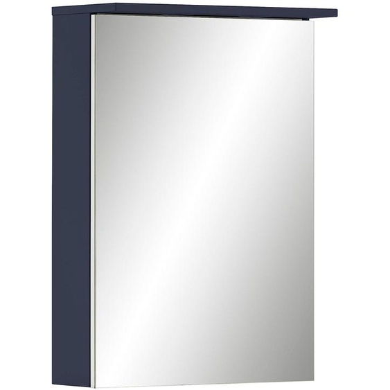 Armoire miroir avec éclairage LED, couleur bleu nuit, dimensions 50,4 x 16 x 72,3 cm, 1 porte, système de fermeture douce