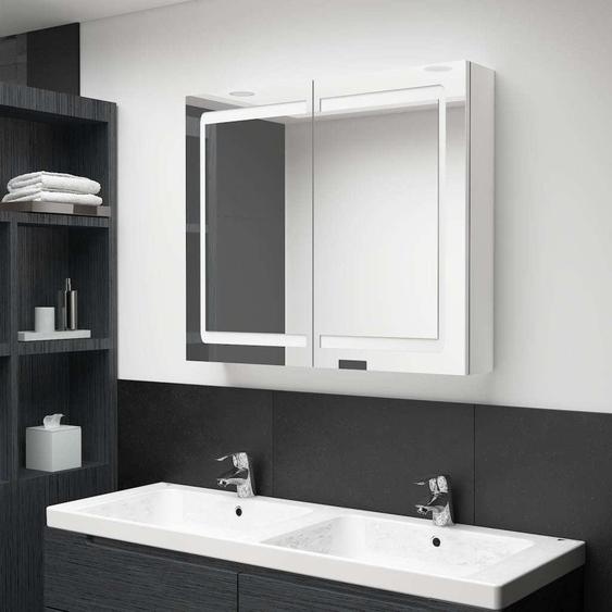 Armoire miroir de salle de bain - Armoire miroir - Meuble mural - Rangement - Armoire miroir pour salle de bain - Blanc brillant