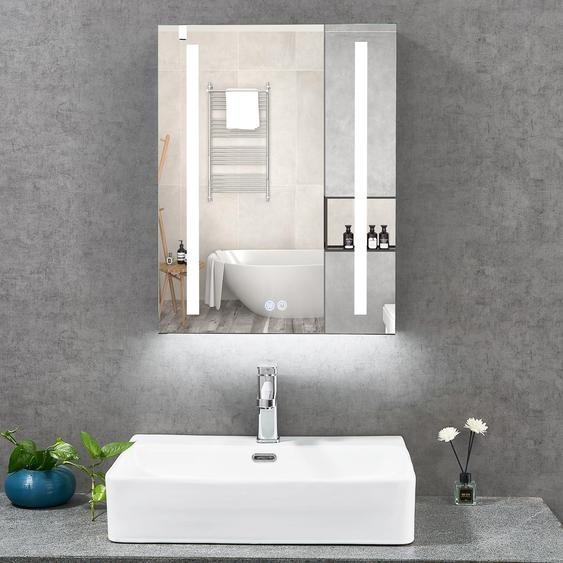Armoire miroir de salle de bain LED, 50x65 cm, avec éclairage, prise de courant et port USB