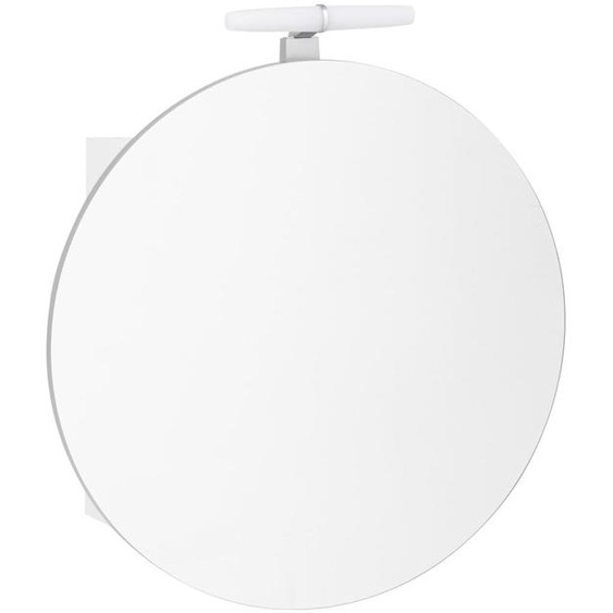 Armoire miroir ronde, blanc mat, dimensions 65x16x68,3 cm, avec éclairage LED