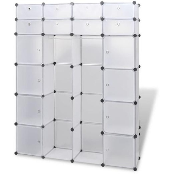 Cabinet modulable avec 18 compartiments blanc 37x146x180,5 cm