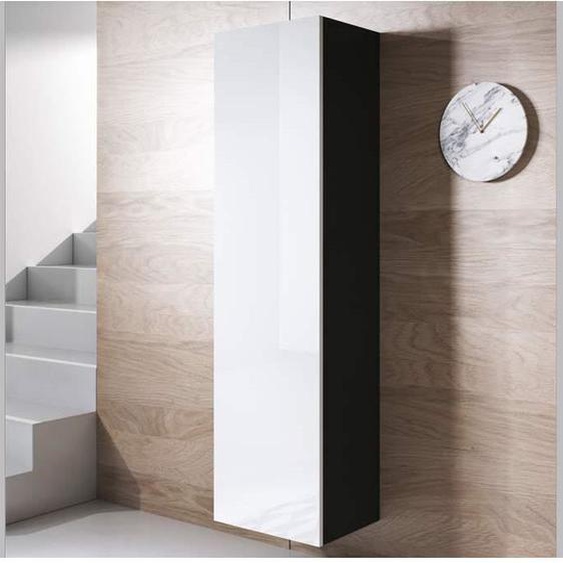 Armoire Murale 1 porte | 40 x 165 x 29cm | Noir et Blanc Finition brillante | 4 compartiments | | Rangement | LUKE V4