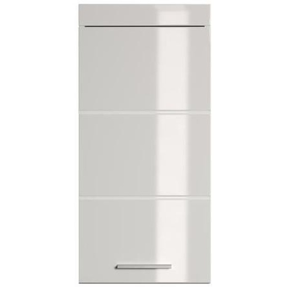 Armoire murale, meuble haut de salle de bain coloris blanc mat et blanc brillant - Longueur 37 x hauteur 77 x profondeur 23 cm
