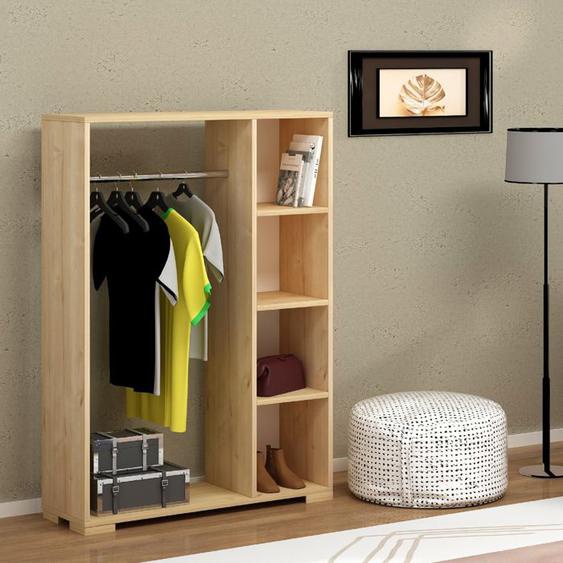 Armoire Nesbyen avec 4 compartiments de stockage 123 x 90 x 30 cm effet chêne