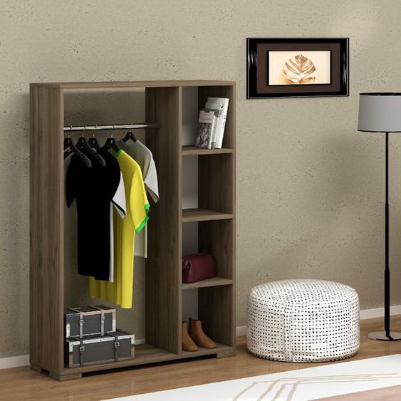 Armoire Nesbyen avec 4 compartiments de stockage 123 x 90 x 30 cm effet noyer