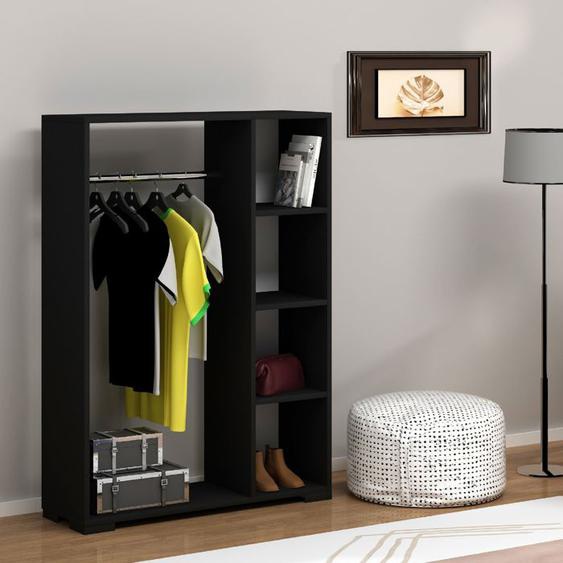 Armoire Nesbyen avec 4 compartiments de stockage 123 x 90 x 30 cm noir