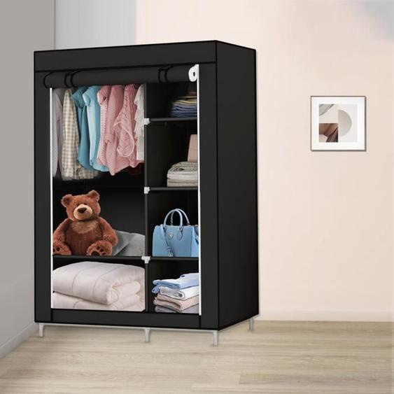Armoire Penderie Souple en Tissu SUPFINE - 105*45*170cm - Noir