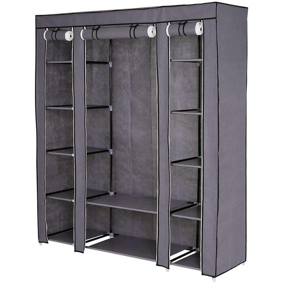 Armoire pliante en tissu, couleur grise, dimensions : 150 x 175 x 45 cm