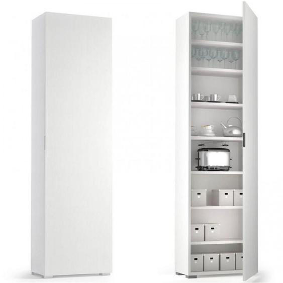 Armoire polyvalente MILEZZI 1 blanc porte 7 étagères