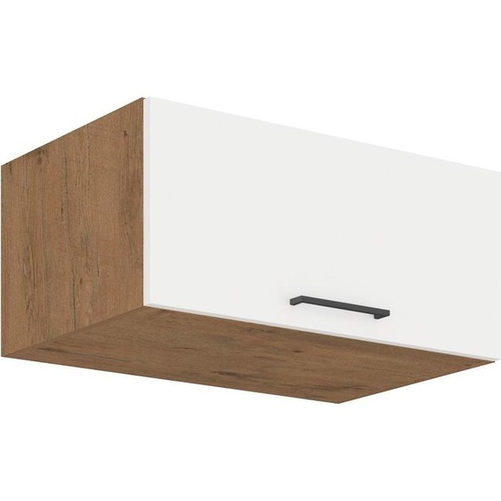 Armoire pour hotte aspirante profonde VANYA – largeur 80 cm, blanc / chêne lancelot