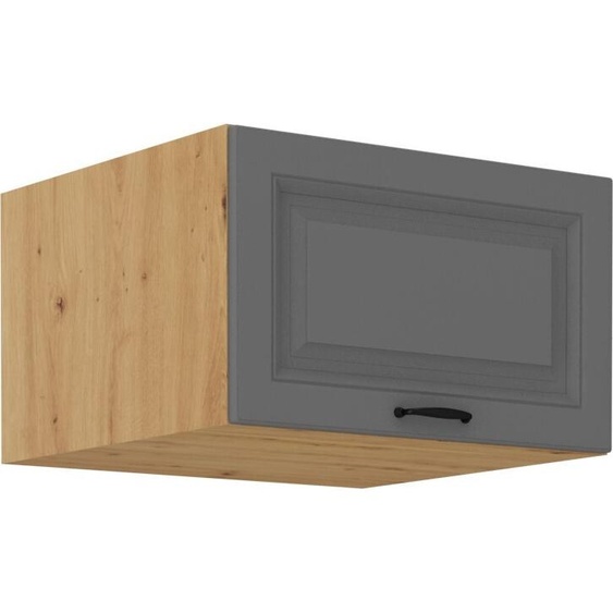 Armoire profonde supérieure avec portes rabattables SOPHIA – largeur 60 cm, gris / chêne artisan