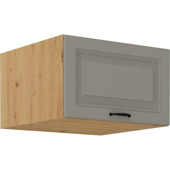 Armoire profonde supérieure avec portes rabattables SOPHIA – largeur 60 cm, gris clair / chêne artisan