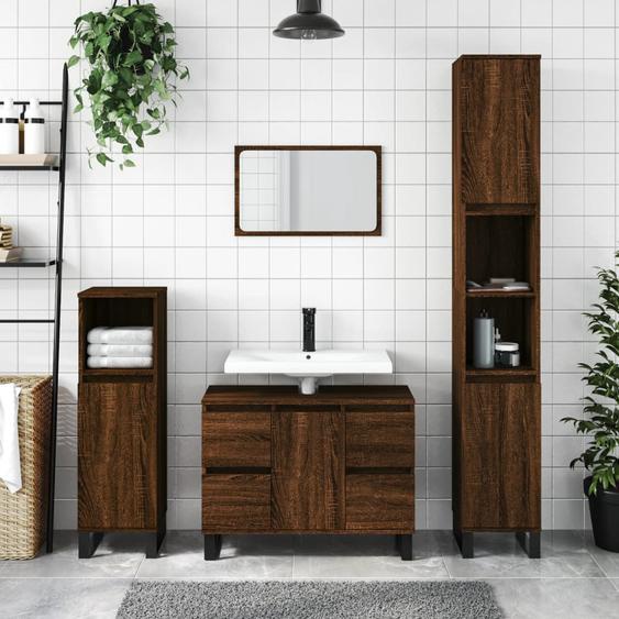 Armoire salle de bain chêne marron 80x33x60cm bois dingénierie