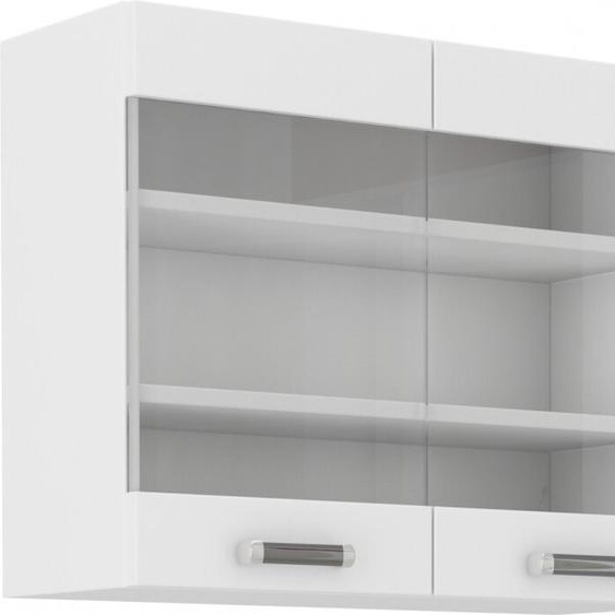 Armoire supérieure vitrée ODONA – largeur 80 cm, blanc