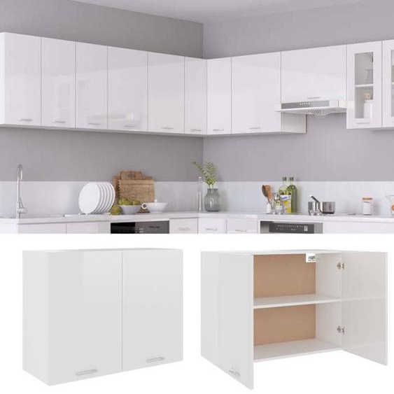 Armoire suspendue, Meuble haut cuisine Blanc brillant 80x31x60cm Bois d’ingénierie 4671280 FrenchDays