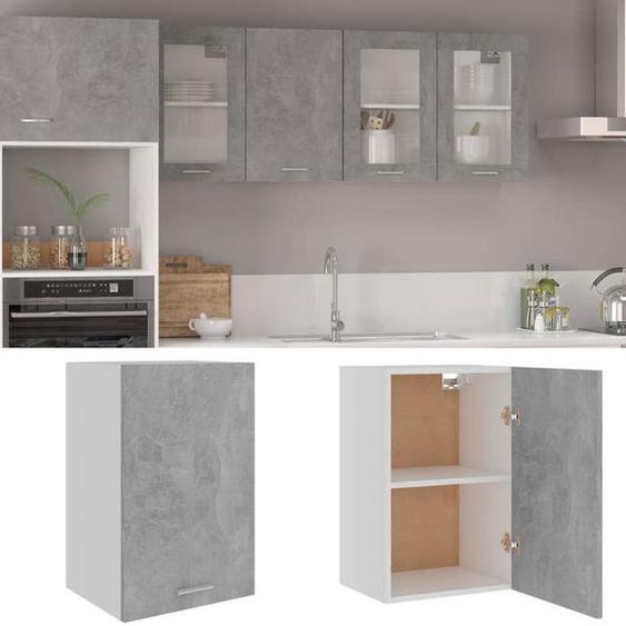 Armoire suspendue, Meuble haut cuisine Gris béton 39,5x31x60cm Bois dingénierie 1432013 FrenchDays