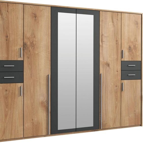 Armoire Vegas pour chambre à coucher, finition au choix : chêne planches / graphite