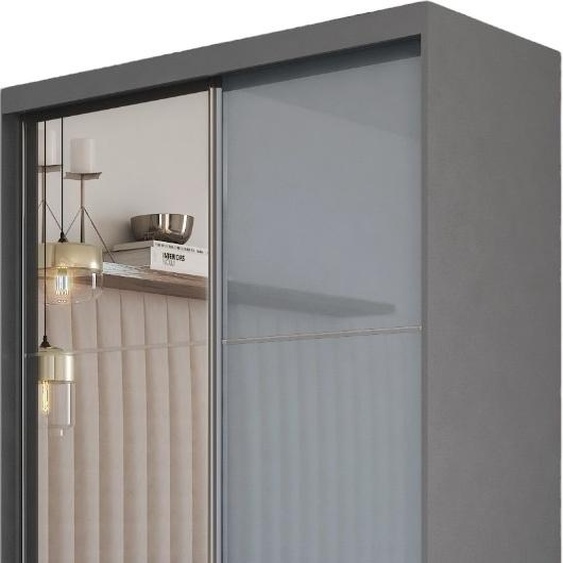 Armoire Vena de 120 cm avec miroir, comprenant 2 portes coulissantes Armoire à portes coulissantes (couleur : graphite, lacobel graphite)