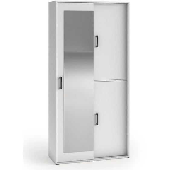 Armoire vestiaire avec miroir LANO, 100cm, Couleur : Blanc