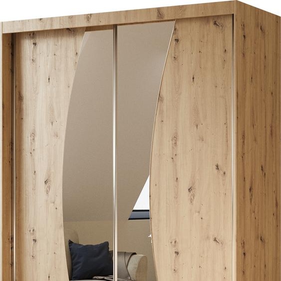 Armoire Vex de 150 cm avec miroir, 2 portes coulissantes (couleur : artisan)