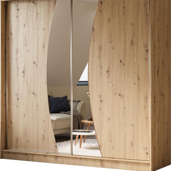 Armoire Vex de 200 cm avec miroir, 2 portes coulissantes (couleur : artisan)