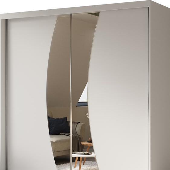 Armoire Vex de 200 cm avec miroir, 2 portes coulissantes (couleur : blanc)