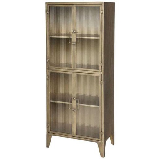 Armoire vitrine en fer laiton antique et verre 60 x 33 x 149.5 cm