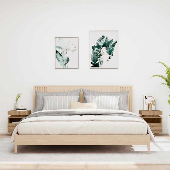 Armoires de chevet avec lumières LED 2 pcs chêne artisanal