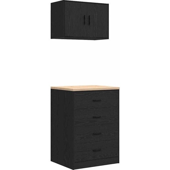 Armoires de garage 2 pcs noir bois dingénierie