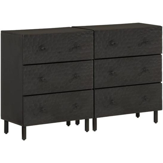 Armoires latérales 2pcs noir 60x33x75cm bois massif de manguier