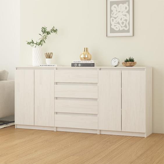 Armoires latérales 3 pcs Blanc Bois de pin massif