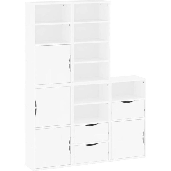 Armoires latérales 5 pcs ODDA blanc 40x24x79 cm bois massif pin