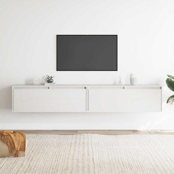 Armoires murales 2 pcs Blanc 100x30x35 cm Bois de pin massif